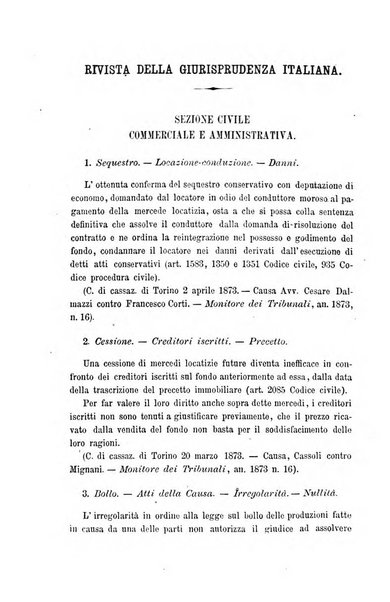 Giornale del Foro in cui si raccolgono le più importanti regiudicate dei supremi tribunali di Roma e dello Stato pontificio in materia civile