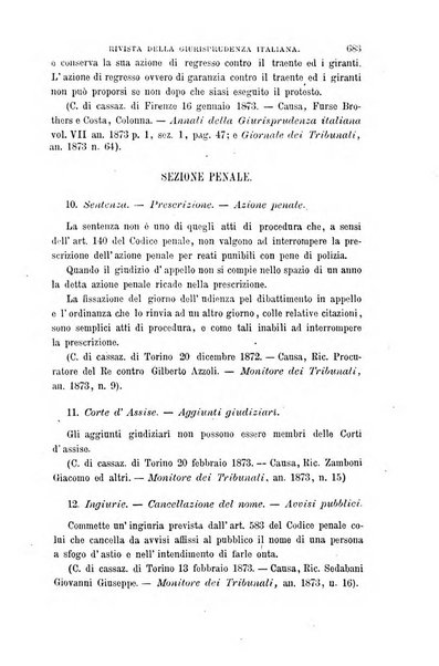 Giornale del Foro in cui si raccolgono le più importanti regiudicate dei supremi tribunali di Roma e dello Stato pontificio in materia civile