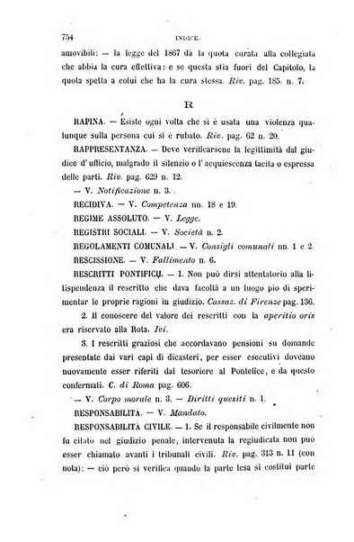 Giornale del Foro in cui si raccolgono le più importanti regiudicate dei supremi tribunali di Roma e dello Stato pontificio in materia civile