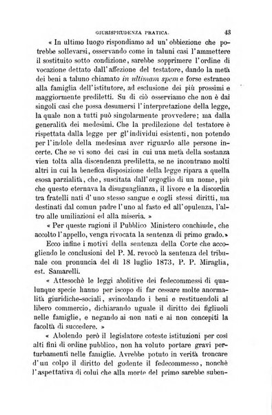 Giornale del Foro in cui si raccolgono le più importanti regiudicate dei supremi tribunali di Roma e dello Stato pontificio in materia civile