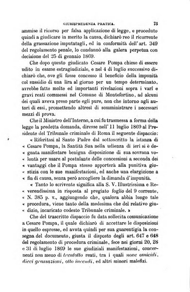 Giornale del Foro in cui si raccolgono le più importanti regiudicate dei supremi tribunali di Roma e dello Stato pontificio in materia civile