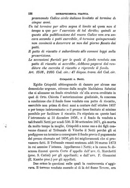 Giornale del Foro in cui si raccolgono le più importanti regiudicate dei supremi tribunali di Roma e dello Stato pontificio in materia civile