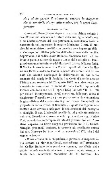 Giornale del Foro in cui si raccolgono le più importanti regiudicate dei supremi tribunali di Roma e dello Stato pontificio in materia civile