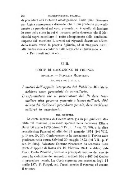 Giornale del Foro in cui si raccolgono le più importanti regiudicate dei supremi tribunali di Roma e dello Stato pontificio in materia civile