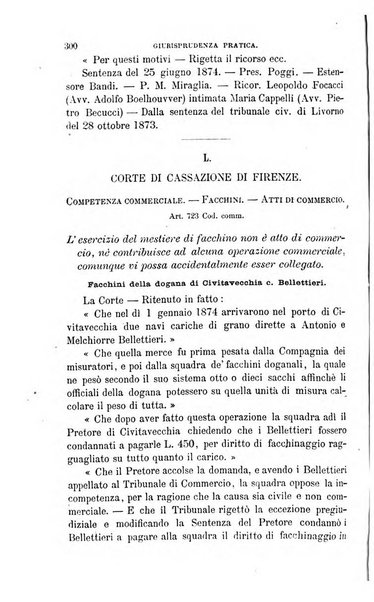 Giornale del Foro in cui si raccolgono le più importanti regiudicate dei supremi tribunali di Roma e dello Stato pontificio in materia civile