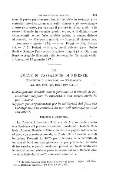 Giornale del Foro in cui si raccolgono le più importanti regiudicate dei supremi tribunali di Roma e dello Stato pontificio in materia civile