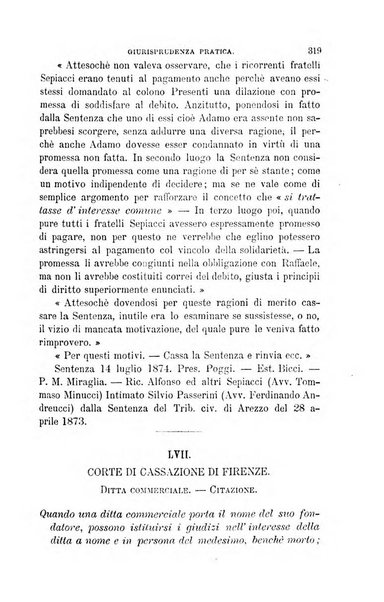 Giornale del Foro in cui si raccolgono le più importanti regiudicate dei supremi tribunali di Roma e dello Stato pontificio in materia civile