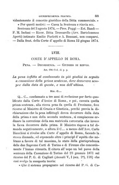 Giornale del Foro in cui si raccolgono le più importanti regiudicate dei supremi tribunali di Roma e dello Stato pontificio in materia civile