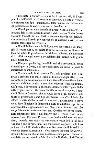 Giornale del Foro in cui si raccolgono le più importanti regiudicate dei supremi tribunali di Roma e dello Stato pontificio in materia civile