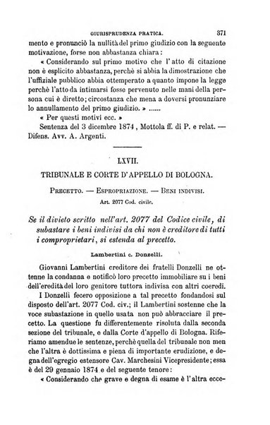 Giornale del Foro in cui si raccolgono le più importanti regiudicate dei supremi tribunali di Roma e dello Stato pontificio in materia civile