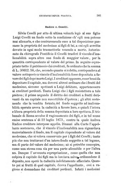 Giornale del Foro in cui si raccolgono le più importanti regiudicate dei supremi tribunali di Roma e dello Stato pontificio in materia civile