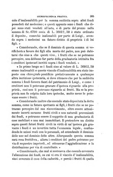 Giornale del Foro in cui si raccolgono le più importanti regiudicate dei supremi tribunali di Roma e dello Stato pontificio in materia civile