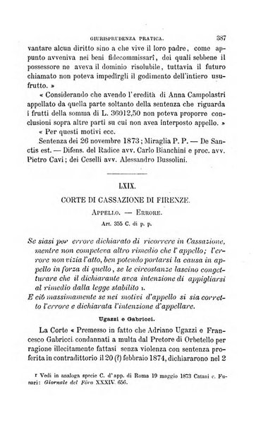 Giornale del Foro in cui si raccolgono le più importanti regiudicate dei supremi tribunali di Roma e dello Stato pontificio in materia civile