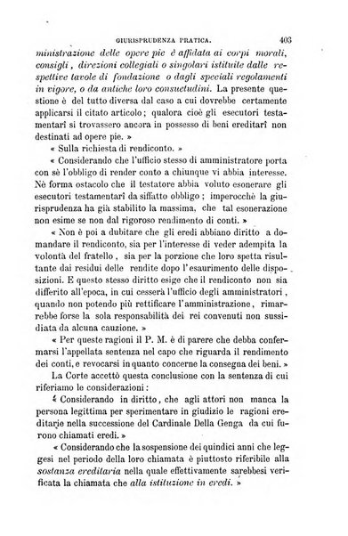 Giornale del Foro in cui si raccolgono le più importanti regiudicate dei supremi tribunali di Roma e dello Stato pontificio in materia civile