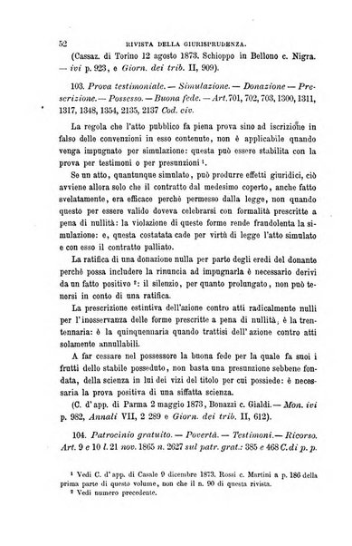 Giornale del Foro in cui si raccolgono le più importanti regiudicate dei supremi tribunali di Roma e dello Stato pontificio in materia civile