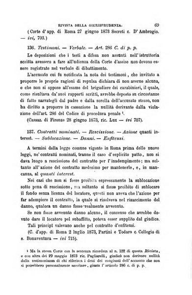 Giornale del Foro in cui si raccolgono le più importanti regiudicate dei supremi tribunali di Roma e dello Stato pontificio in materia civile