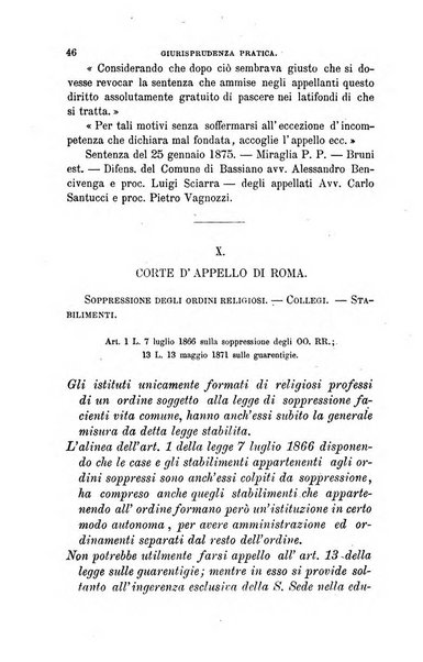 Giornale del Foro in cui si raccolgono le più importanti regiudicate dei supremi tribunali di Roma e dello Stato pontificio in materia civile