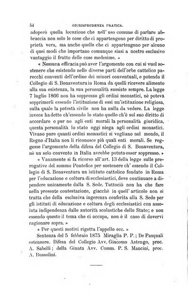 Giornale del Foro in cui si raccolgono le più importanti regiudicate dei supremi tribunali di Roma e dello Stato pontificio in materia civile