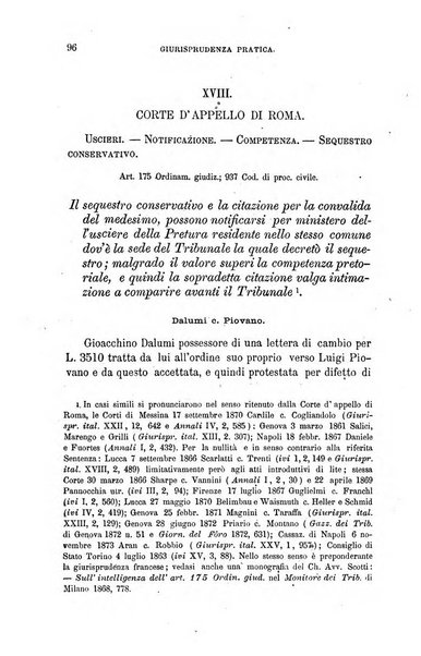 Giornale del Foro in cui si raccolgono le più importanti regiudicate dei supremi tribunali di Roma e dello Stato pontificio in materia civile