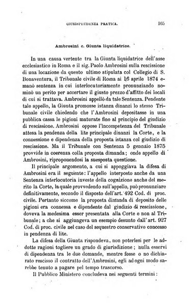 Giornale del Foro in cui si raccolgono le più importanti regiudicate dei supremi tribunali di Roma e dello Stato pontificio in materia civile