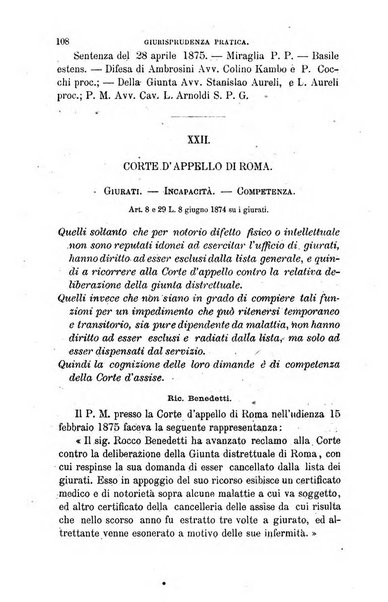 Giornale del Foro in cui si raccolgono le più importanti regiudicate dei supremi tribunali di Roma e dello Stato pontificio in materia civile