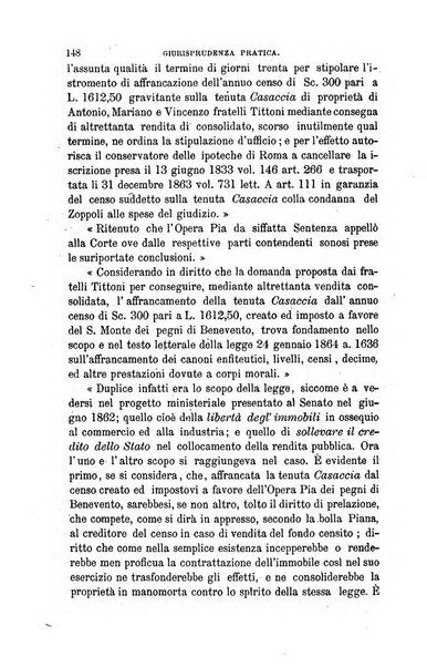 Giornale del Foro in cui si raccolgono le più importanti regiudicate dei supremi tribunali di Roma e dello Stato pontificio in materia civile