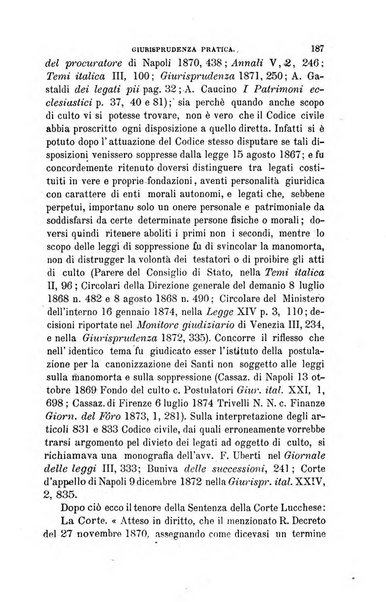 Giornale del Foro in cui si raccolgono le più importanti regiudicate dei supremi tribunali di Roma e dello Stato pontificio in materia civile