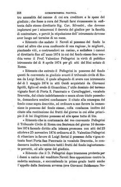 Giornale del Foro in cui si raccolgono le più importanti regiudicate dei supremi tribunali di Roma e dello Stato pontificio in materia civile