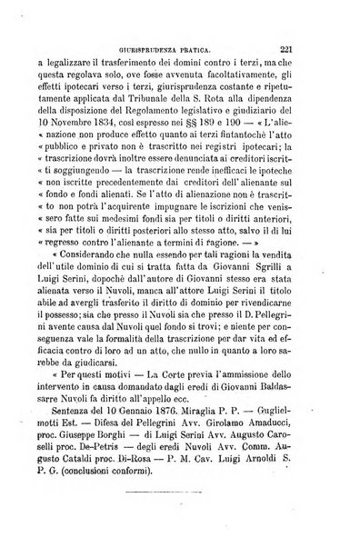 Giornale del Foro in cui si raccolgono le più importanti regiudicate dei supremi tribunali di Roma e dello Stato pontificio in materia civile