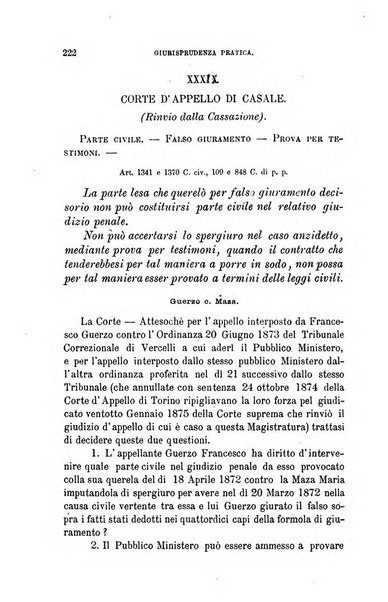 Giornale del Foro in cui si raccolgono le più importanti regiudicate dei supremi tribunali di Roma e dello Stato pontificio in materia civile