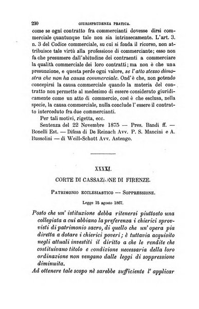 Giornale del Foro in cui si raccolgono le più importanti regiudicate dei supremi tribunali di Roma e dello Stato pontificio in materia civile