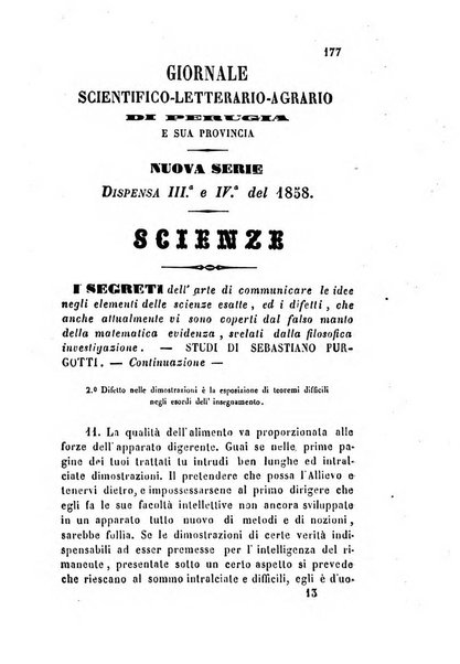 Giornale scientifico-letterario-agrario di Perugia e sua provincia