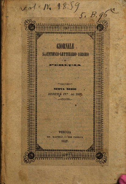 Giornale scientifico-letterario-agrario di Perugia e sua provincia