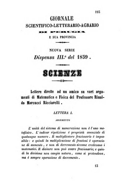 Giornale scientifico-letterario-agrario di Perugia e sua provincia