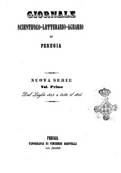 Giornale scientifico-letterario e Atti della Società economico-agraria di Perugia