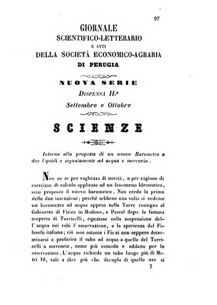 Giornale scientifico-letterario e Atti della Società economico-agraria di Perugia