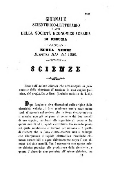 Giornale scientifico-letterario e Atti della Società economico-agraria di Perugia