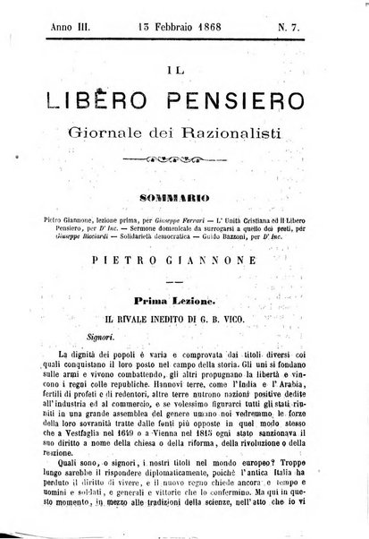 Il libero pensiero giornale dei razionalisti