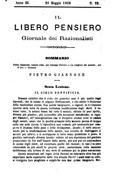 Il libero pensiero giornale dei razionalisti