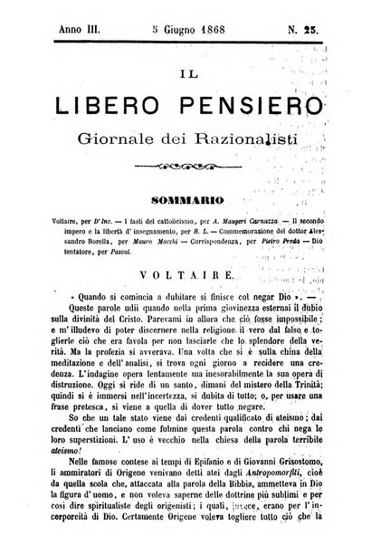 Il libero pensiero giornale dei razionalisti