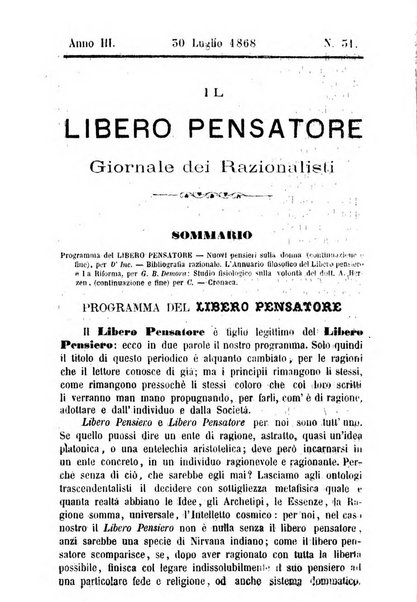 Il libero pensiero giornale dei razionalisti