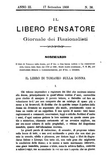 Il libero pensiero giornale dei razionalisti