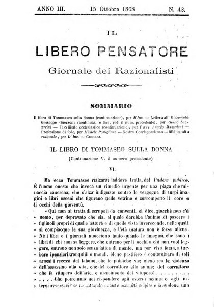 Il libero pensiero giornale dei razionalisti