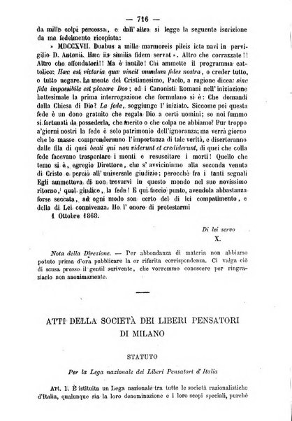 Il libero pensiero giornale dei razionalisti