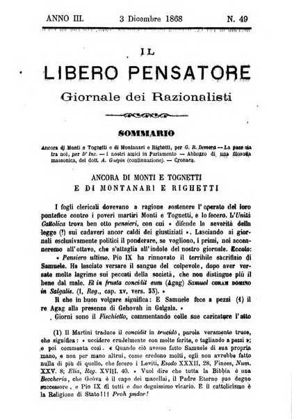 Il libero pensiero giornale dei razionalisti