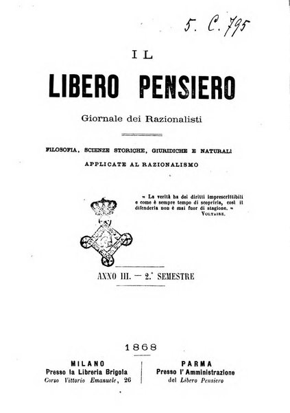 Il libero pensiero giornale dei razionalisti