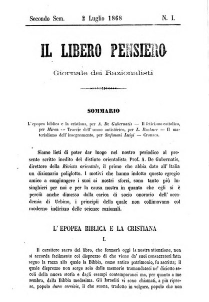 Il libero pensiero giornale dei razionalisti