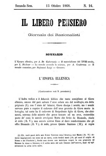 Il libero pensiero giornale dei razionalisti