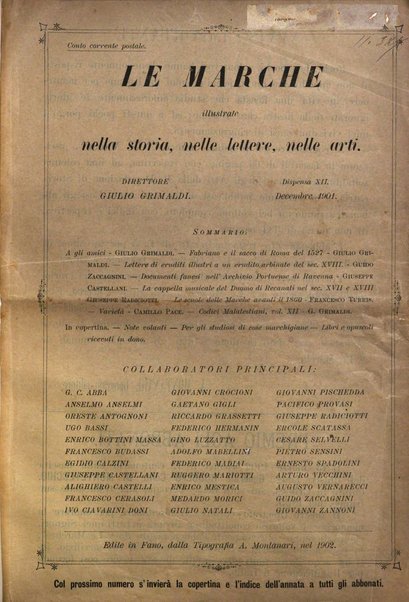 Le Marche illustrate nella storia, nelle lettere, nelle arti rivista mensile