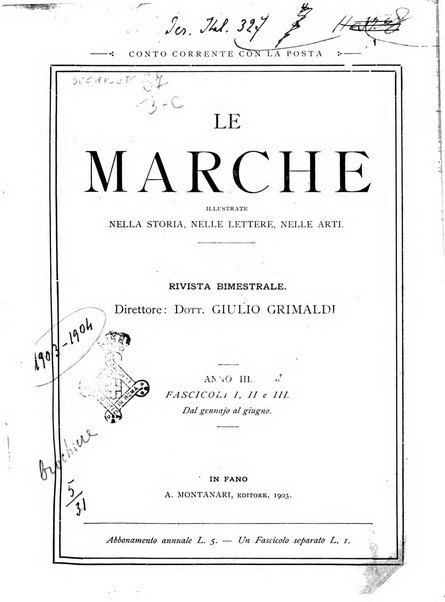 Le Marche illustrate nella storia, nelle lettere, nelle arti rivista mensile